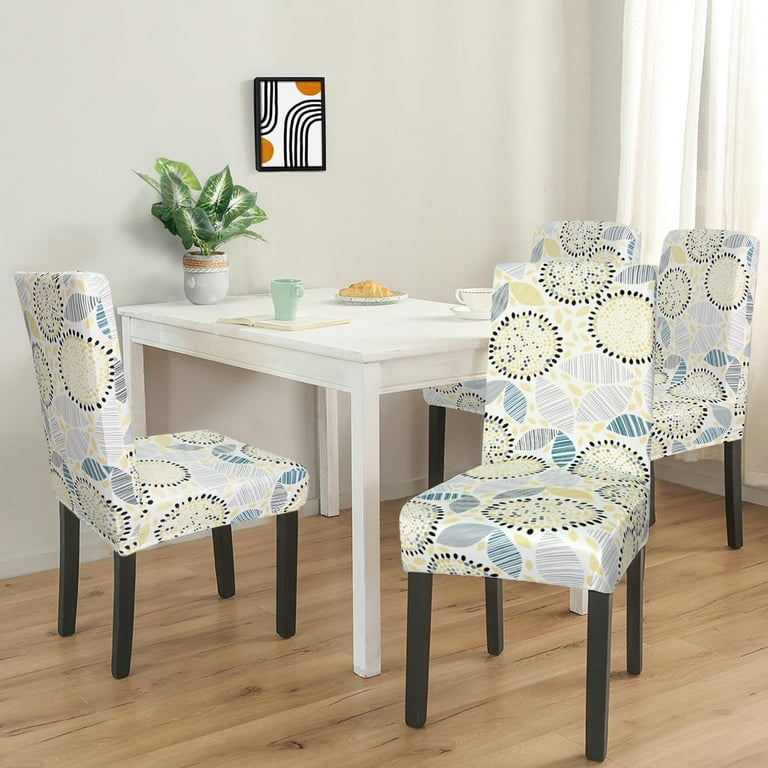 Dining Room Chair Covers Set of 4, Modern Style Abstract Leaf