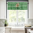 thumbnail image 4 of Leopard Football Rugby Sport 3 PCS Kitchen Curtain Valance and Tiers Set, Rod Pocket Small Half Tier Valances Window Curtains Panel, Green Geometric Stripe 55"x24" (Set of 2 Tiers & Valance), 4 of 5