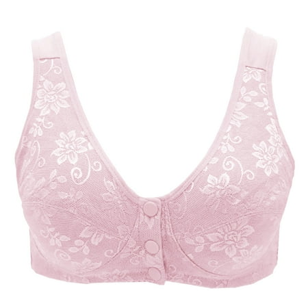 PLLFRLRT Bralettes for Women Front Button Bras Wireless Tank Top Bra Comfortable Support Sport Bras for Older Women Lift Bras(Pink 44)