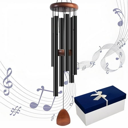 37-Inch Classic Black Aluminum Wind Chimes, Memorial Gifts, Garden Decor