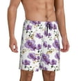 thumbnail image 2 of Tideii Orchids Flowers Print Men's Short Pajama Pants, Elastic Pocket Summer Pajama Pants Sleepwear, Lounge Pants-Large, 2 of 6