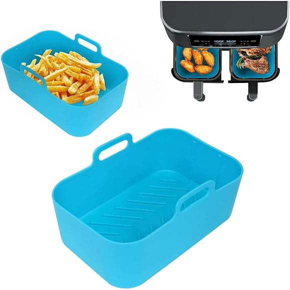 2pcs Silicone Pot For Ninjas Dual Air Fryer, Silicone Air Fryer Liners Double Air Fryer Silicone Air Fryer Basket