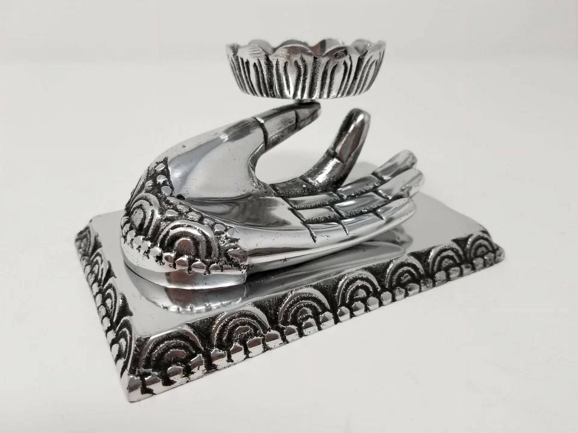 CIRCLE- Hand Of Compassion Metal Burner, Incense Stick Cone Holder