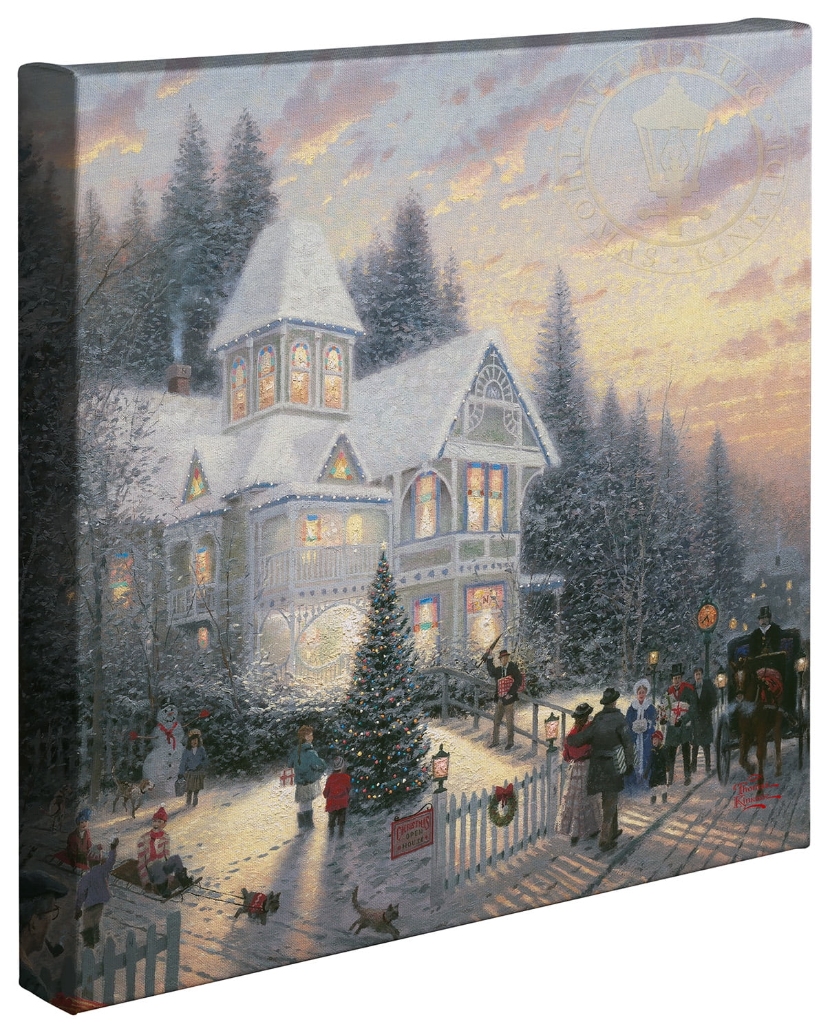 Thomas Kinkade Victorian Christmas 14" x 14" Gallery Wrapped Canvas