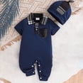 thumbnail image 2 of JUMEYU Baby Boy Clothes Newborn Baby Boys Girls Romper Short Sleeve Romper Jumpsuit Outfit 0 3 6 9 12 18 24 Months (Blue,1-3 Months), 2 of 9