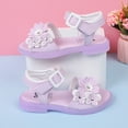 thumbnail image 4 of NOKIO Girls' Floral Sandals Girls' Platform Sandals Girls' Fashion Sandals Girls' Boho Sandals Girls Sandals Princess Shoes Bow Knot Children Open Toe Soft Sole Broken Flower Girls Shoes, 4 of 7