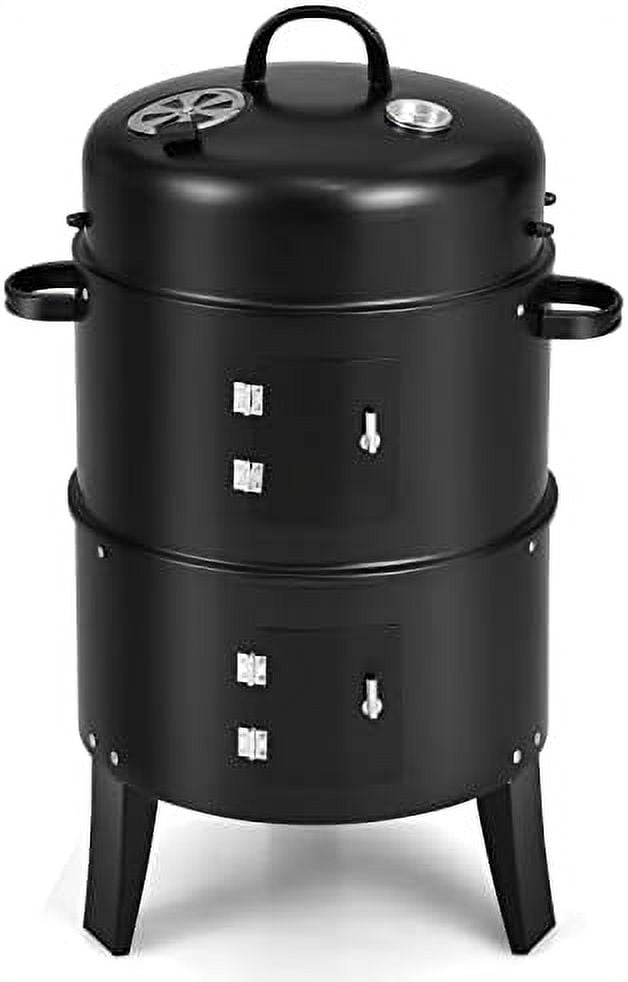 3In1 Outdoor Smoker Grill, Portable Charcoal BBQ Grill With Smoker