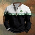 thumbnail image 2 of Penkiiy Día de San Patricio de hombre 1/4 Sweatshirt de cuello cremallera Shamrock Camisa irlandesa de manga larga S Blanco, 2 of 5