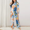 thumbnail image 2 of Pajama Sets for Women 2 Pcs, Orange Calla Lily Flowers Button Down Long Sleeve Sleepwear Lounge PJ Sets, 2 of 6