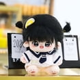 thumbnail image 4 of Muñeca de algodón de felpa Kawaii, figura de súper estrella rellena, Anime, ojos grandes gordos, pelo negro, niña, puede cambiar la ropa, regalo, 4 of 5
