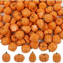 Mini Pumpkins, Resin, Fall Thanksgiving Halloween Decor, Orange, 100 Count