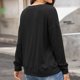 thumbnail image 4 of Sudadera de Mujer Manga Larga Cuello Redondo con Botones Color Sólido Jersey Suelto Top para el Trabajo Escuela Negro S, 4 of 6