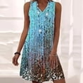 thumbnail image 2 of IROINNID Shift Dress For Women Loose Printing Gradients leisure Time On Vacation Sleeveless Dress V-Neck Knee-Length Dress, 2 of 5