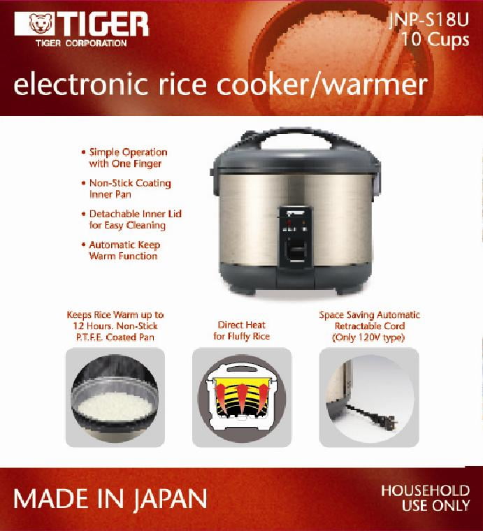 Kitchen & Dining Uncooked Tiger JNPS18UHU 10Cup Stainless Steel Gray