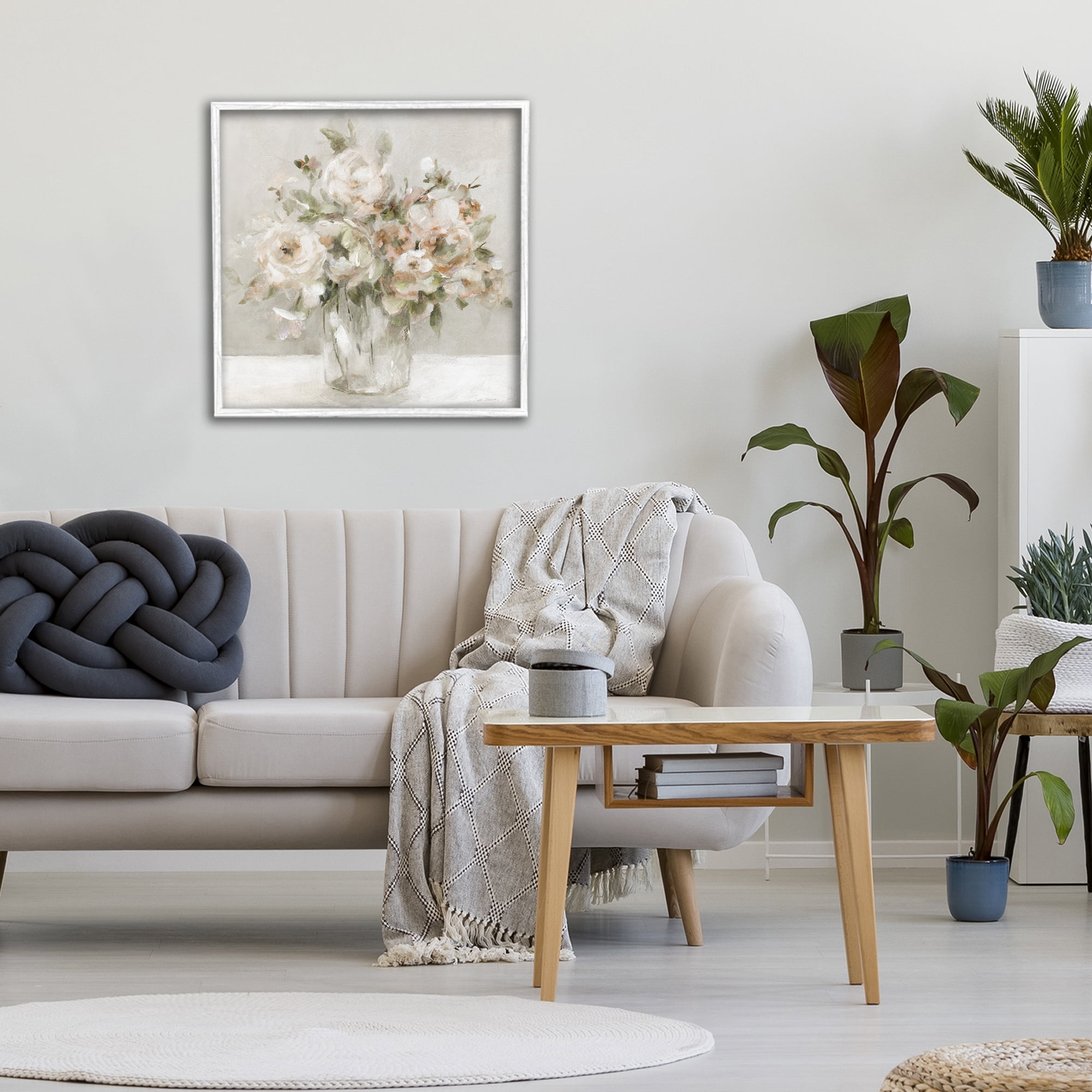Stupell Industries Soft Neutral Floral Still Life White Framed Giclee Art, design by Carol Robinson
