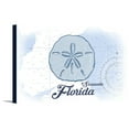 thumbnail image 1 of Sarasota, Florida - Sand Dollar - Blue - Coastal Icon - Lantern Press Artwork (18x12 Gallery Wrapped Stretched Canvas), 1 of 1