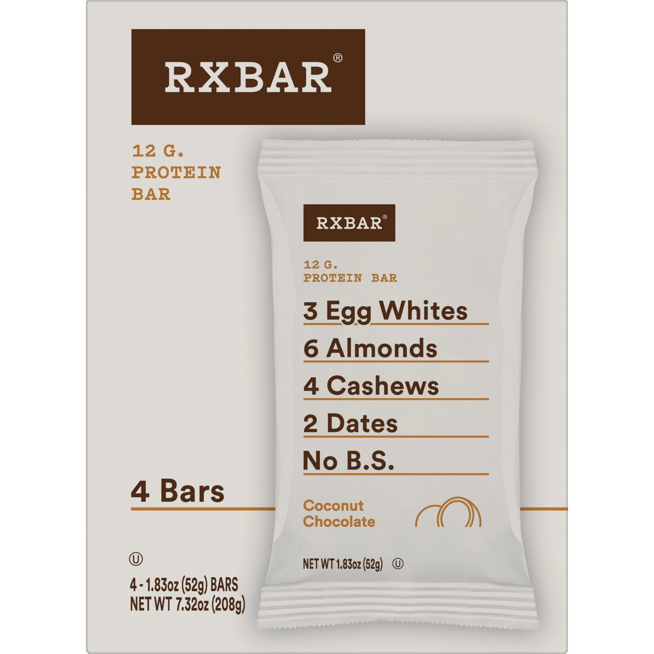 RXBAR Coconut Chocolate Chewy Protein Bars, 7.32 oz, 4 Count