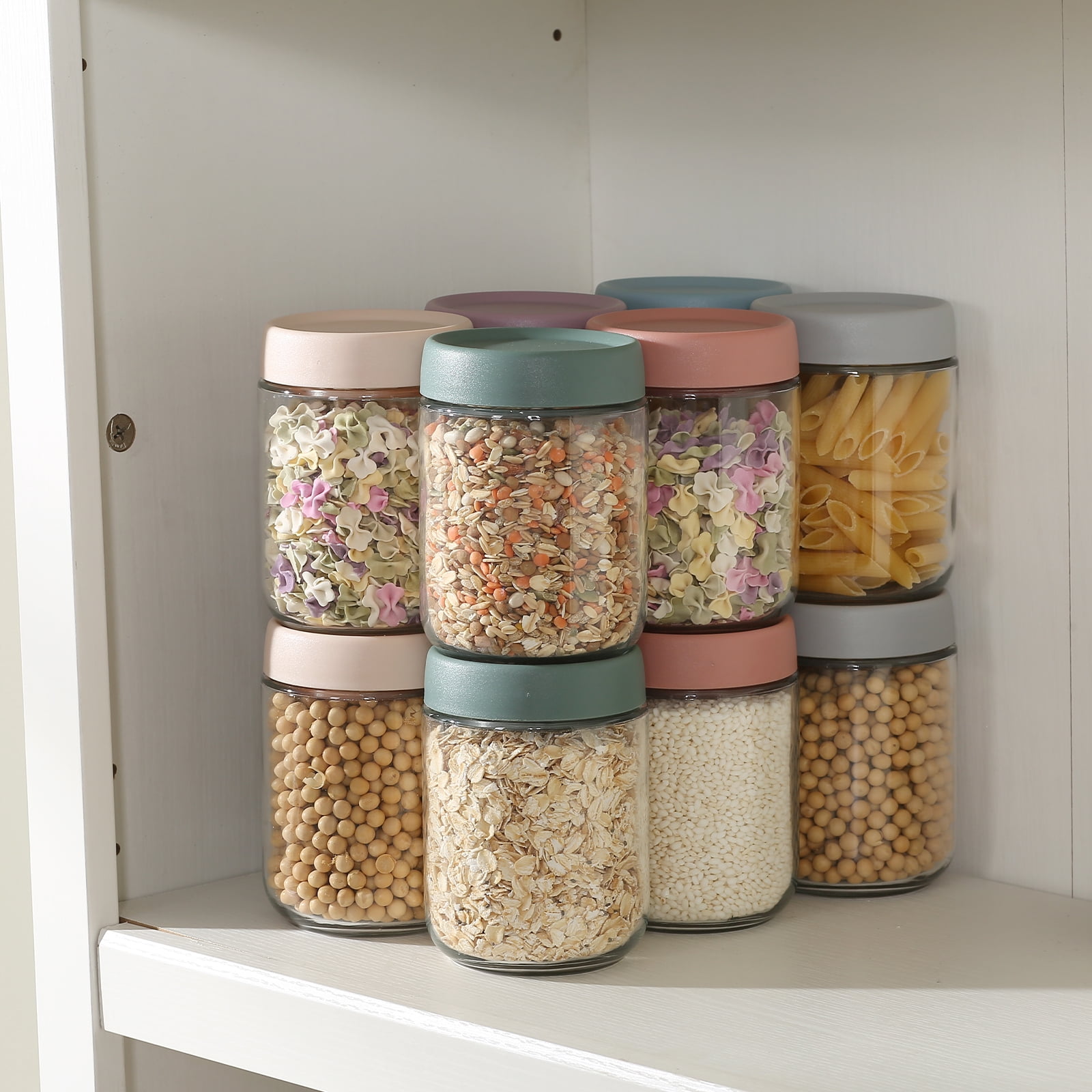 Novelinks 12 Pack Overnight Oats Containers with Plastic Lids,16 Oz Glass Mason jars with Airtight Lids, Clear Glass Fruit Yogurt Storage Jar,Kitchen Canisters