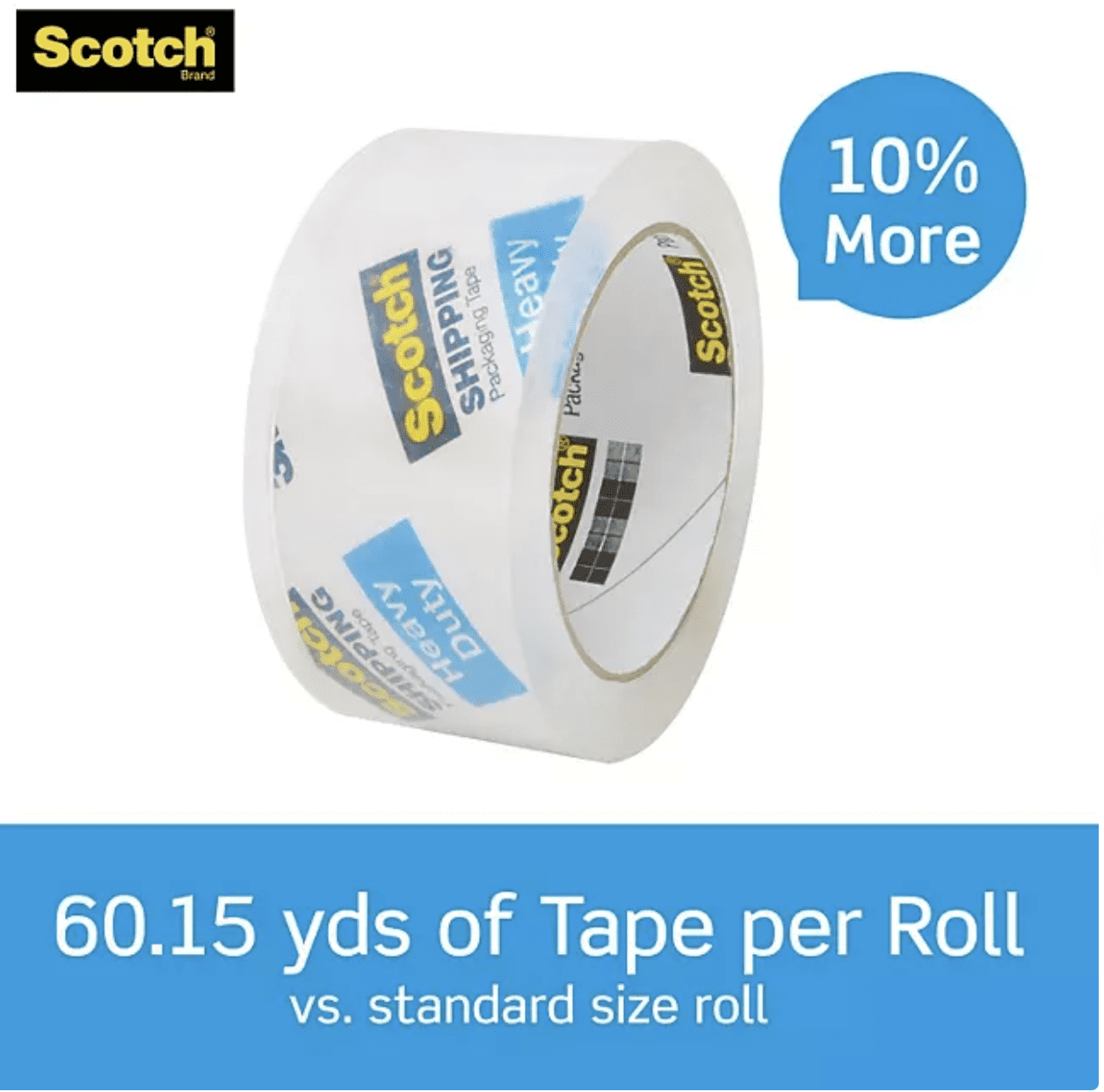 Scotch Heavy Duty Shipping Packaging Tape, 1.88" x 60.15 yd, 6-Pack