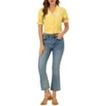 thumbnail image 2 of INSPIRE CHIC Women's Sweet Peter Pan Contrast Collar Short Sleeves Button Up Blouse Tops XS Yellow, 2 of 8