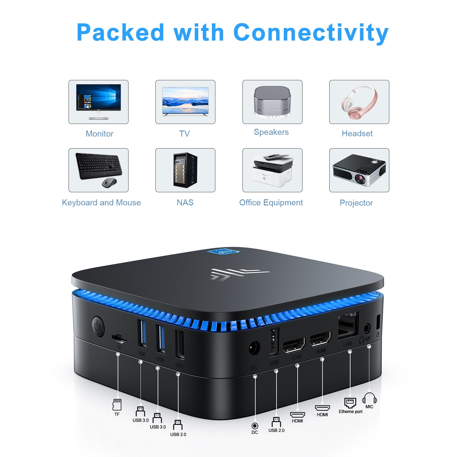 5G WiFi/Gigabit Ethernet/BT 4.2 Small Form Factor Computer For Office/Remote Work/Home Theater Supports 4K HD Dual Screen/2.4G KAMRUI Mini PC,Windows 10 pro 8GB RAM 256GB SSD Micro Desktop Computers 