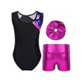 thumbnail image 2 of Linjinx Kids Girls 3Pcs Sleeveless Gymnastics Ballet Leotard with Shorts Headband Set Dance Workout Rose 10, 2 of 5