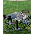 thumbnail image 4 of Fsddascl Christmas Snowman Outdoor Tablecloth - 60x60 Inch Square Dining Table Cover, Western Snowflake Xmas Tree Waterproof Outdoor Table Cloth with Umbrella Hole & Zipper for Picnic/Patio/Party, 4 of 7