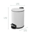 thumbnail image 4 of Acento Rondo 1.3 Gallon Round Step Trash Can with Soft-Close Lid, Removable Inner Liner Bucket, Premium Pedal Metal Waste Bin for Bathroom, Bedroom, Dorm, Office, Matte White, 4 of 19
