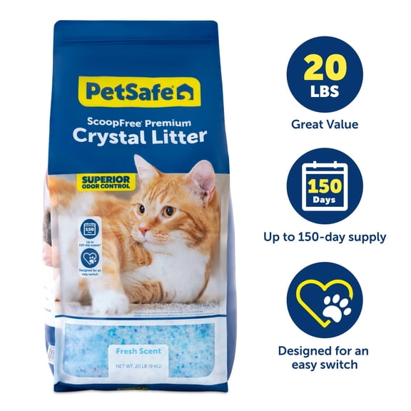PetSafe ScoopFree Premium Fresh Crystal Cat Litter, 10 lb Bag, Odor Control lasts up to 2.5 months