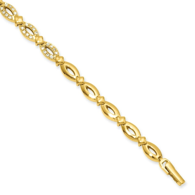 Gold Plated Marquise Cubic Zirconia Cz Link Bracelet Fancy