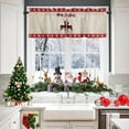 thumbnail image 2 of Red Plaid Elk Deer Reindeer Christmas Kitchen Curtain Valance, Window Curtain Valance Rod Pocket, 1 Panel Valances Window Treatment for Living Room Bedroom Bathroom Cafe Xmas Decor (54x18 Snowflake), 2 of 6