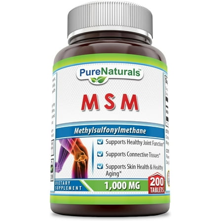 Pure Naturals MSM 1000mg Per Serving 200 Tablets Supplement | Non-GMO | Gluten Free |