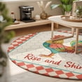 thumbnail image 3 of Round Area Rugs 5Ft, Farmhouse Rooster Non-Slip Washable Circle Rugs Carpet, Orange Beige Plaid Geometric Country Indoor Outdoor Rug Floor Mats Throw Runner for Bedroom Living Room Bathroom, 3 of 8