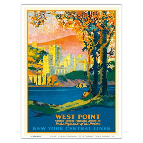 West Point - United States Military Academy - New York Central Lines - Vintage Railroad Travel Poster by Frank Hazell c.1920s - Master Art Print (Unframed) 9in x 12in