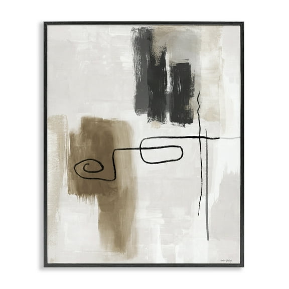Stupell Industries Flowing Contrast Grey & Tan Black Framed Giclee Art design by Amber Sterling, 14 x 11
