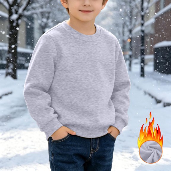 Boys Sweatshirt Size 10-12 Fleece Crewneck Long Sleeve Boys Pullover Top Casual Solid Kids Sweaters Boys Fleece Fall Clothes for Youth