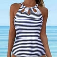 thumbnail image 2 of Hessimy High Neck Tankini Top Backless Bathing Suit Tops for Women Swimsuit Top Key Hole Swim Top Only(Blue,XXL), 2 of 7