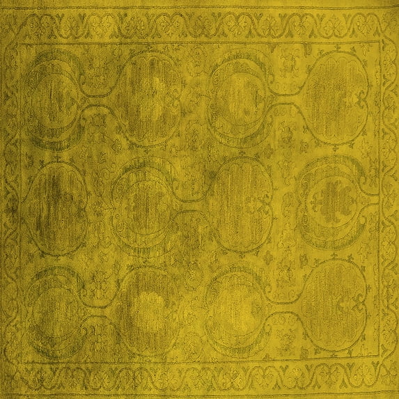 Ahgly Company Indoor Square Oriental Yellow Industrial Area Rugs, 3' Square