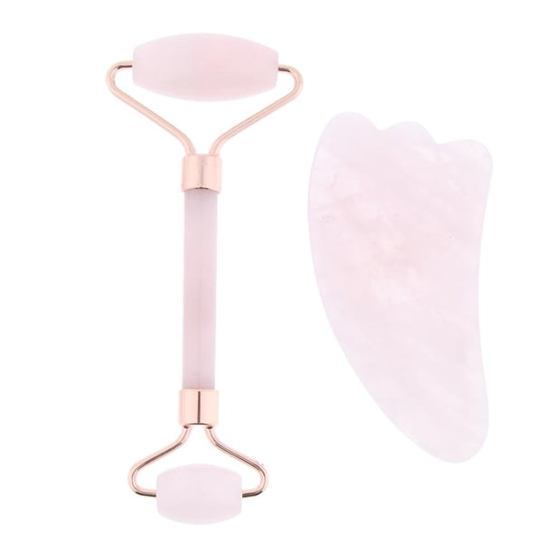 2x Rodillo facial Gua Sha de cristal para todo el cuerpo, tablas de masaje raspadoras Gua Sha, color rosa Oro rosa