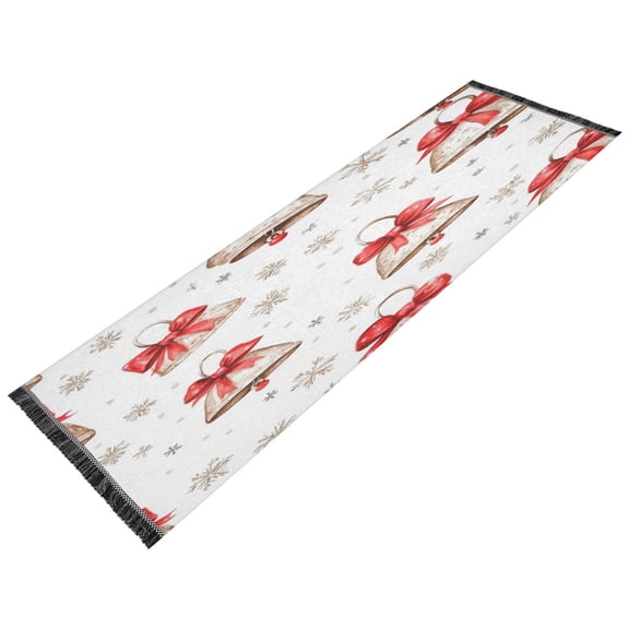 Runner Rug Classical Christmas Bowknot Bell and Snowflake Style Pattern 72x23.5 indoor Washable Runner Rug