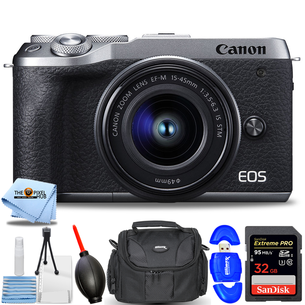 Canon EOS M6 Mark II Mirrorless Camera with 1545mm Lens (Silver) 7PC