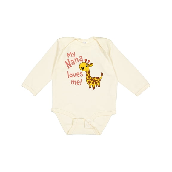 Inktastic My Nana Loves Me- Cute Giraffe Boys or Girls Long Sleeve Baby Bodysuit