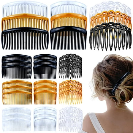 27 Pieces Hair Side Combs French Twist Hair Comb Lightweight Plastic 11/25/29 Teeth Comb Hair Clips for Women Girls(Black, Transparent, Light Coffee)