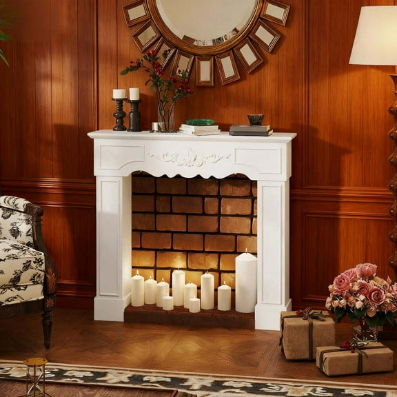 Indoor Fireplaces Fireplace Mantel, Freestanding Fireplace Surround with Leg for Electric Fireplaces,Gas Indoor Fireplaces