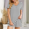thumbnail image 2 of Fashion 2 Piece Outfits for Women Striped Casual Home Two-piece V-neck Top With Pocket Shorts Set, 2 of 6