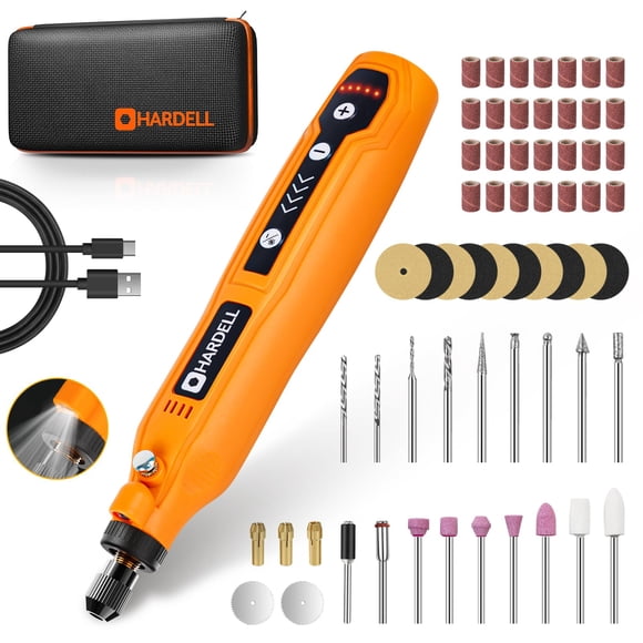 Herramienta giratoria HARDELL Mini, 3,7 V, 5 velocidades, carga USB, 61 accesos