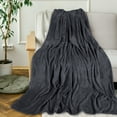thumbnail image 2 of Gogreen Fleece Throw Blanket for Couch & Bed - Lightweight Plush Cozy Fuzzy Soft Blankets and Throws for Sofa, Dark Grey, 108x90 Inches, 2 of 5
