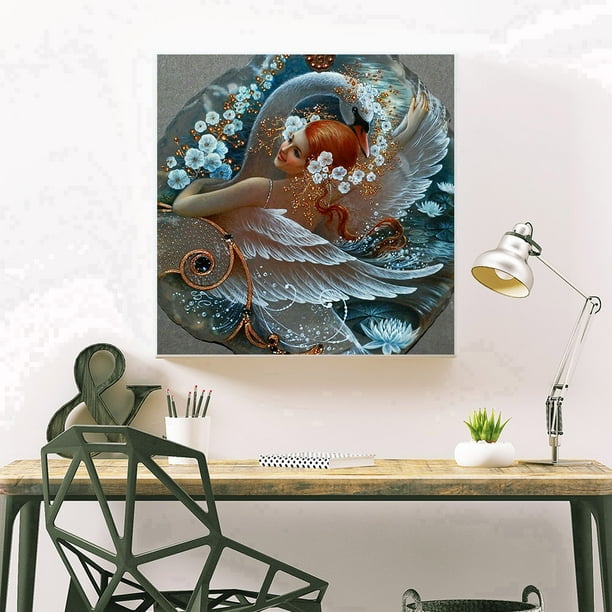 Cuadros Decorativos 5D diamante bordado dibujo cisne chica diamante pintura mosaico para arte de cuentas Tmvgtek embutido en tela