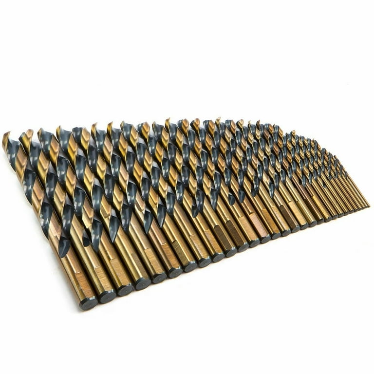 STARK USA 1/16 in. - 1/2 in. Titanium 135-Degree Split Jobber Length Black and Gold Industrial Drill Bit (29-Pieces)