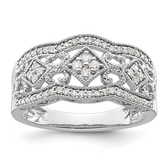 Diamond2Deal 14k Bague Vintage en Or Blanc pour Femmes Taille - 7